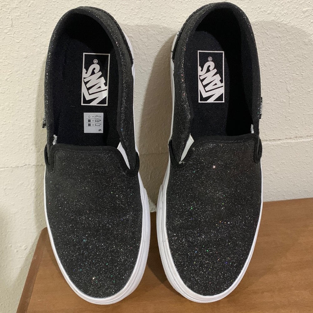 Vans Slip On Skate Shoes - Black Glitter